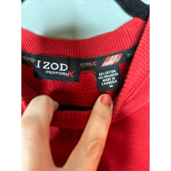 IZOD Men's Medium Red Long Sleeve Cotton Blend Crewneck Fleece Sweater - Picture 5 of 9